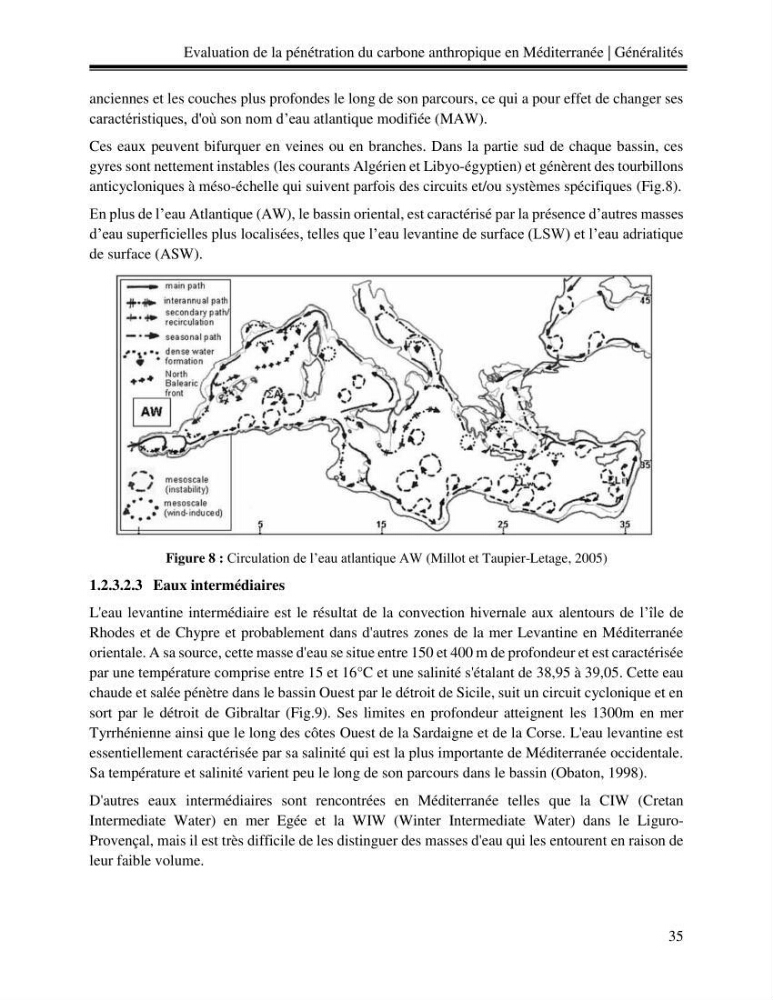 Estimation de la pénétration du carbone anthropique en méditerranée