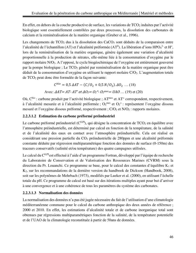 Estimation de la pénétration du carbone anthropique en méditerranée