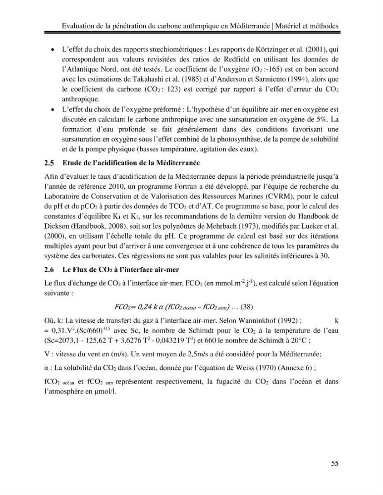 Estimation de la pénétration du carbone anthropique en méditerranée