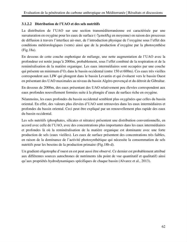 Estimation de la pénétration du carbone anthropique en méditerranée