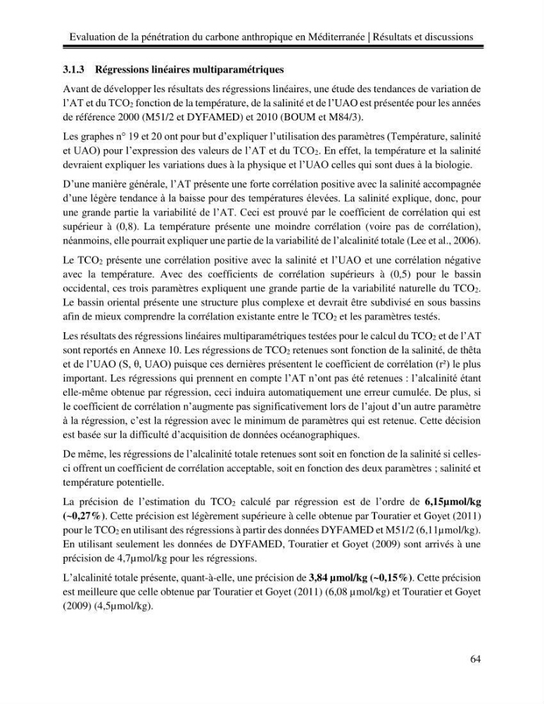 Estimation de la pénétration du carbone anthropique en méditerranée
