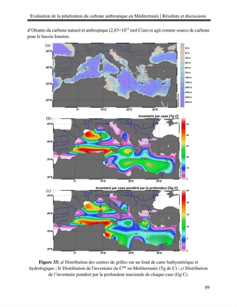 Estimation de la pénétration du carbone anthropique en méditerranée