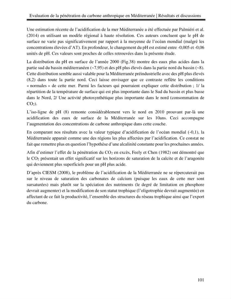 Estimation de la pénétration du carbone anthropique en méditerranée