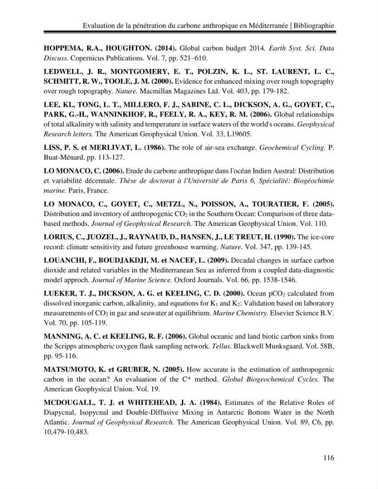 Estimation de la pénétration du carbone anthropique en méditerranée