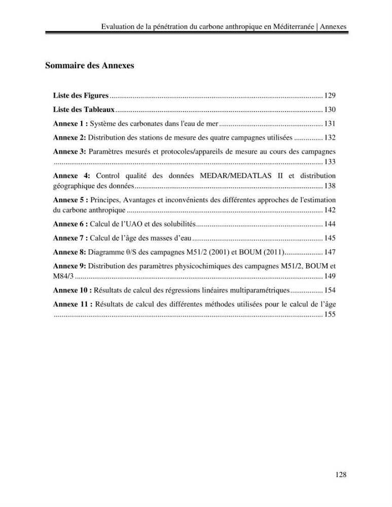 Estimation de la pénétration du carbone anthropique en méditerranée