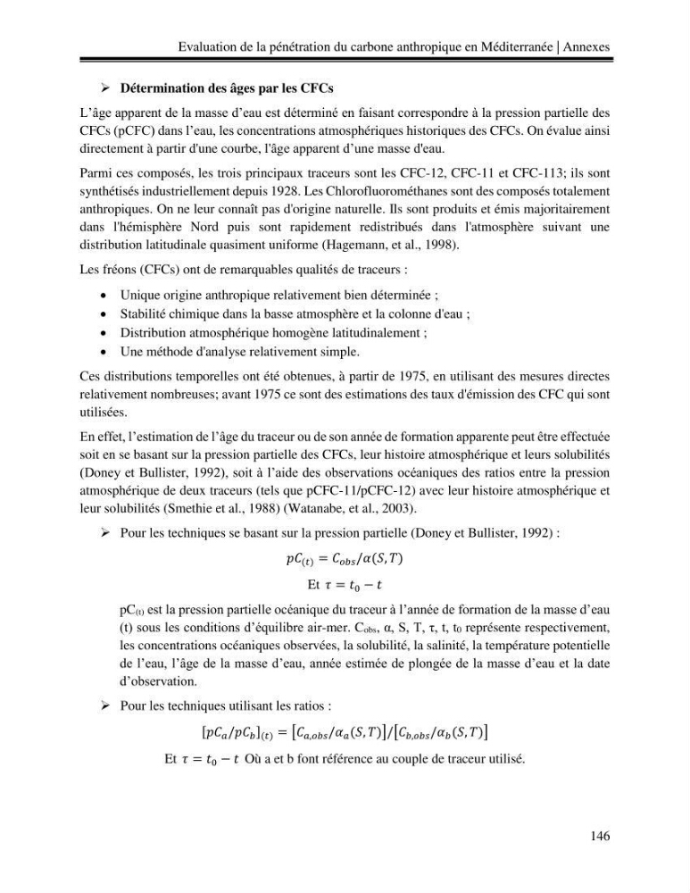 Estimation de la pénétration du carbone anthropique en méditerranée