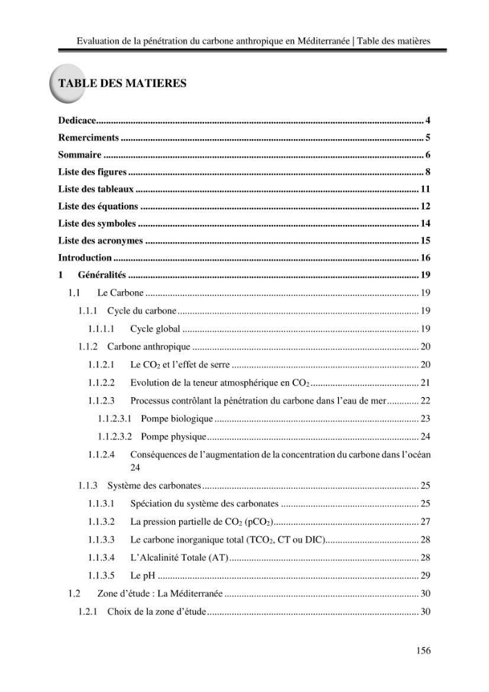 Estimation de la pénétration du carbone anthropique en méditerranée