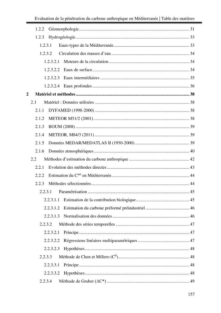 Estimation de la pénétration du carbone anthropique en méditerranée
