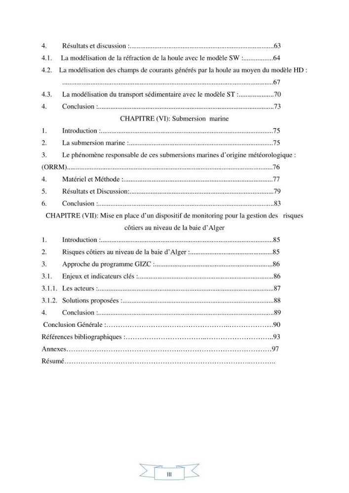 Impact de l’élévation de niveau de la mer et des tempêtes sur l’évolution morpho dynamique de la région Est de la baie d’Alger : simulation numérique des processus hydro-sédimentaires.