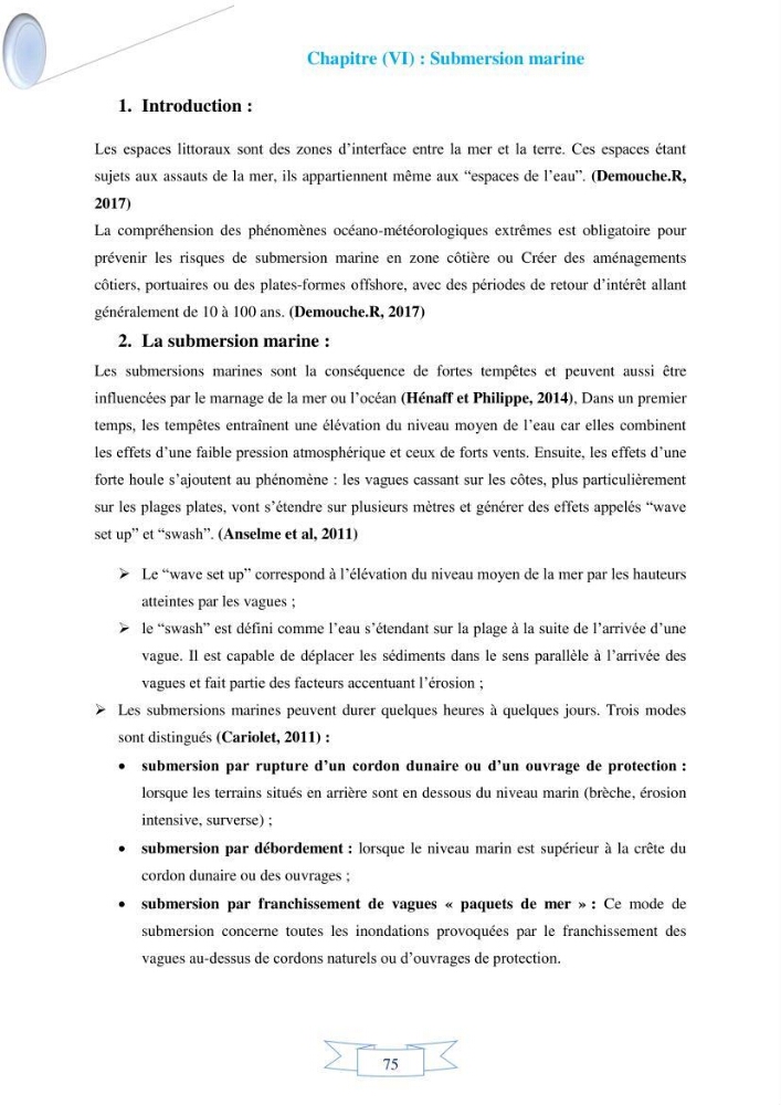 Impact de l’élévation de niveau de la mer et des tempêtes sur l’évolution morpho dynamique de la région Est de la baie d’Alger : simulation numérique des processus hydro-sédimentaires.