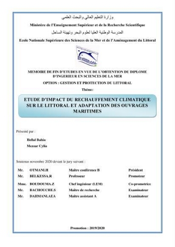 Etude d'impact du rechauffement climatique sur le littoral et adaptation des ouvrages maritimes Etude d'impact du rechauffement climatique sur le littoral et adaptation des ouvrages maritimes