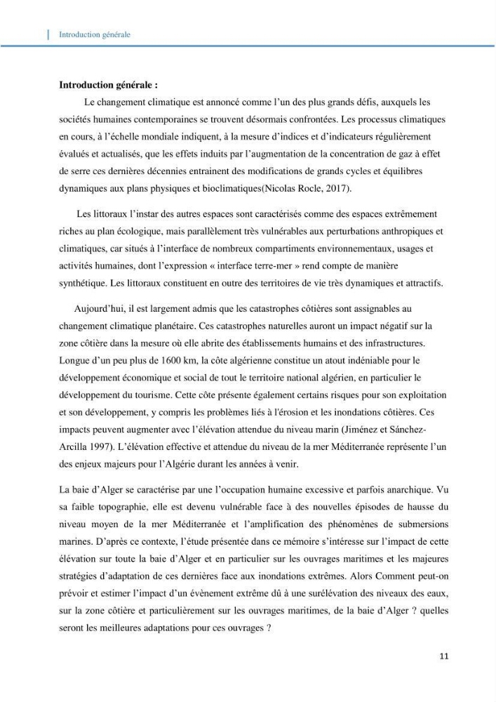 Etude d\'impact du rechauffement climatique sur le littoral et adaptation des ouvrages maritimes