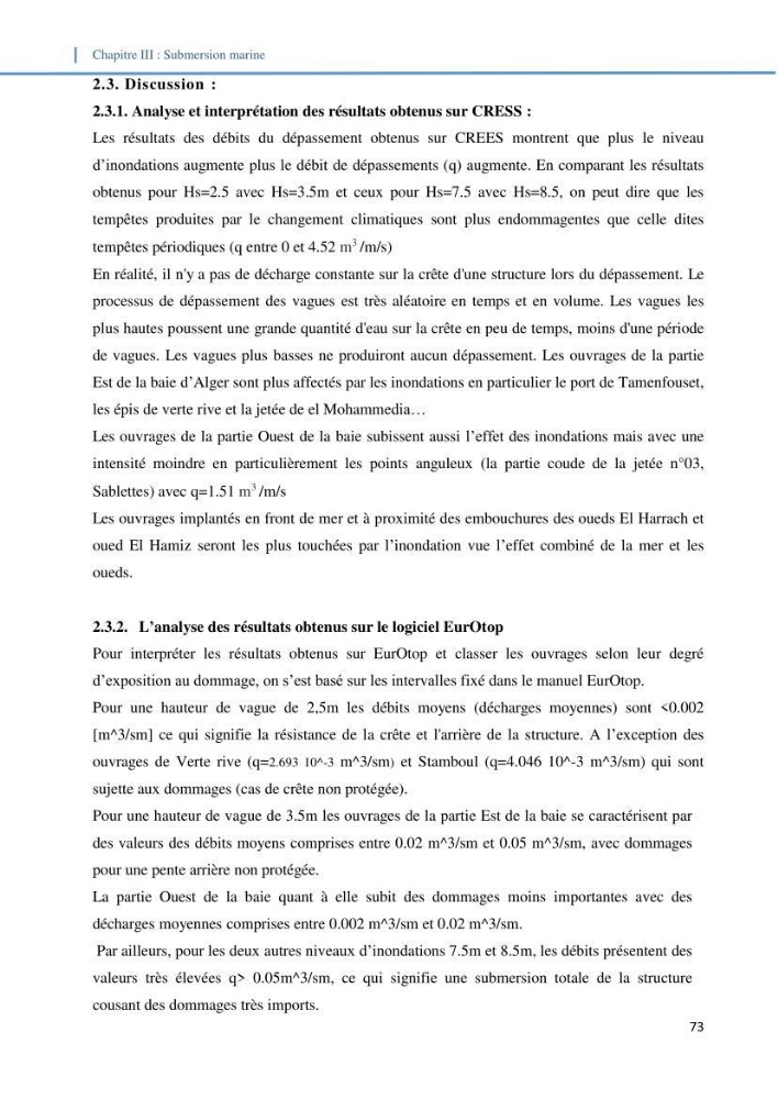 Etude d\'impact du rechauffement climatique sur le littoral et adaptation des ouvrages maritimes