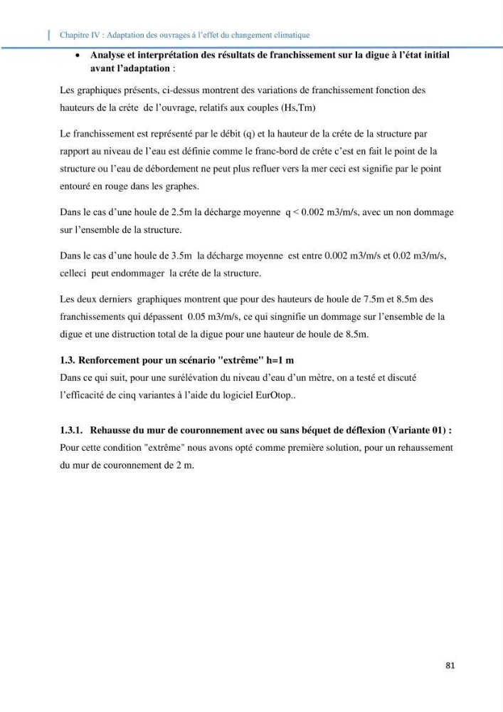 Etude d\'impact du rechauffement climatique sur le littoral et adaptation des ouvrages maritimes
