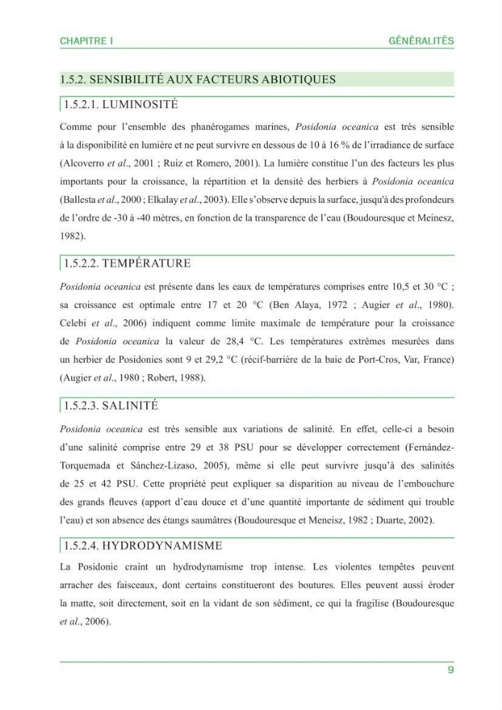 Contribution à l\'étude de l\'état écologique des herbiers à phanérogames marines ( Posidonia Oceanica ) : au niveau de la plage ouest de Sidi-Fredj