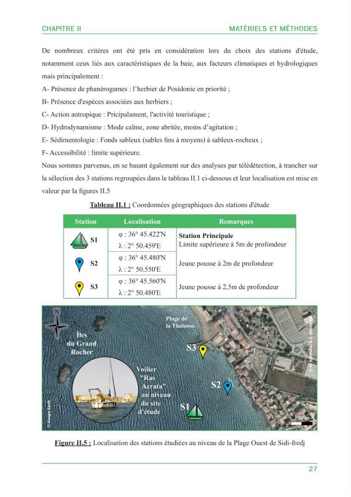 Contribution à l\'étude de l\'état écologique des herbiers à phanérogames marines ( Posidonia Oceanica ) : au niveau de la plage ouest de Sidi-Fredj