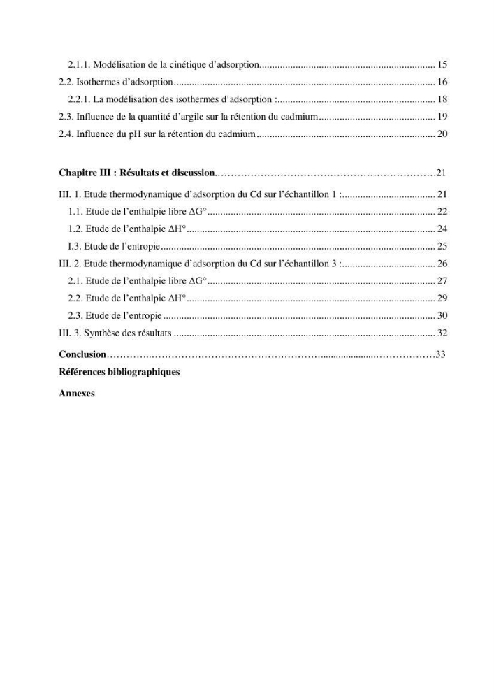 Aspect thermodynamique de l\'adsorption du cadmium sur différentes argiles brutes Algériennes en milieu aqueux