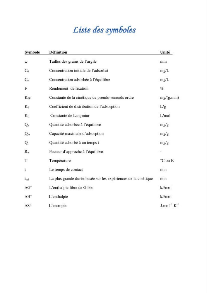 Aspect thermodynamique de l\'adsorption du cadmium sur différentes argiles brutes Algériennes en milieu aqueux