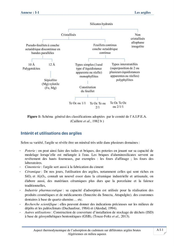 Aspect thermodynamique de l\'adsorption du cadmium sur différentes argiles brutes Algériennes en milieu aqueux
