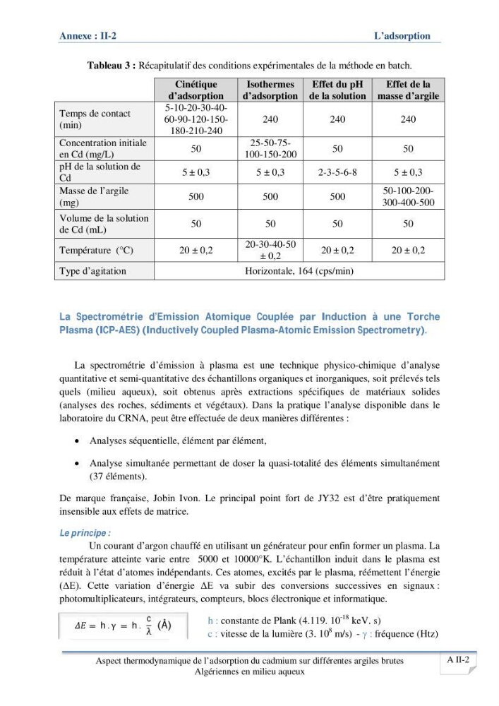 Aspect thermodynamique de l\'adsorption du cadmium sur différentes argiles brutes Algériennes en milieu aqueux