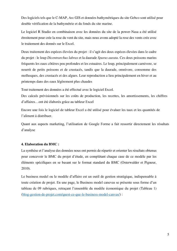 Projet de création d\'une ferme aquacole marine de Dicentrarchus labrax Loup et Daurade Sparus aurata