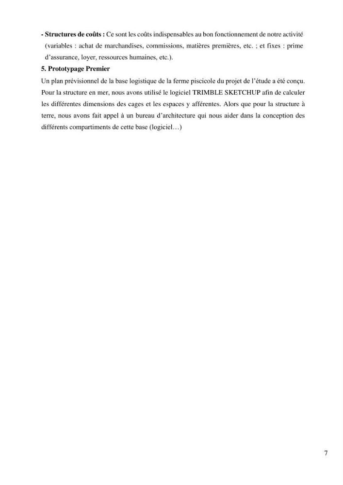 Projet de création d\'une ferme aquacole marine de Dicentrarchus labrax Loup et Daurade Sparus aurata