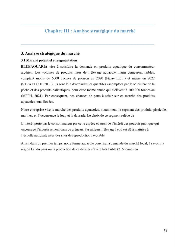 Projet de création d\'une ferme aquacole marine de Dicentrarchus labrax Loup et Daurade Sparus aurata