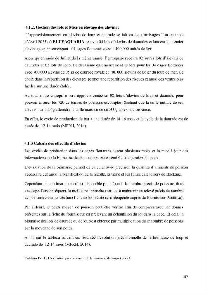 Projet de création d\'une ferme aquacole marine de Dicentrarchus labrax Loup et Daurade Sparus aurata