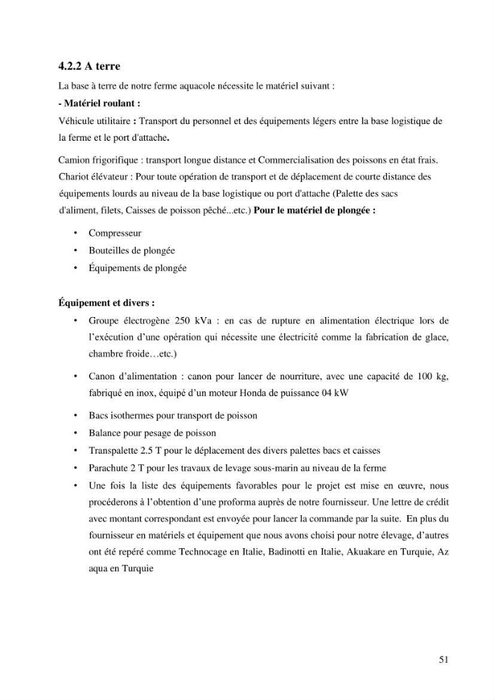 Projet de création d\'une ferme aquacole marine de Dicentrarchus labrax Loup et Daurade Sparus aurata
