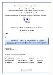 Contribution à l'étude du comportement de Torpedo marmorata (poissons Elasmobranche) dans le bassin algérien: