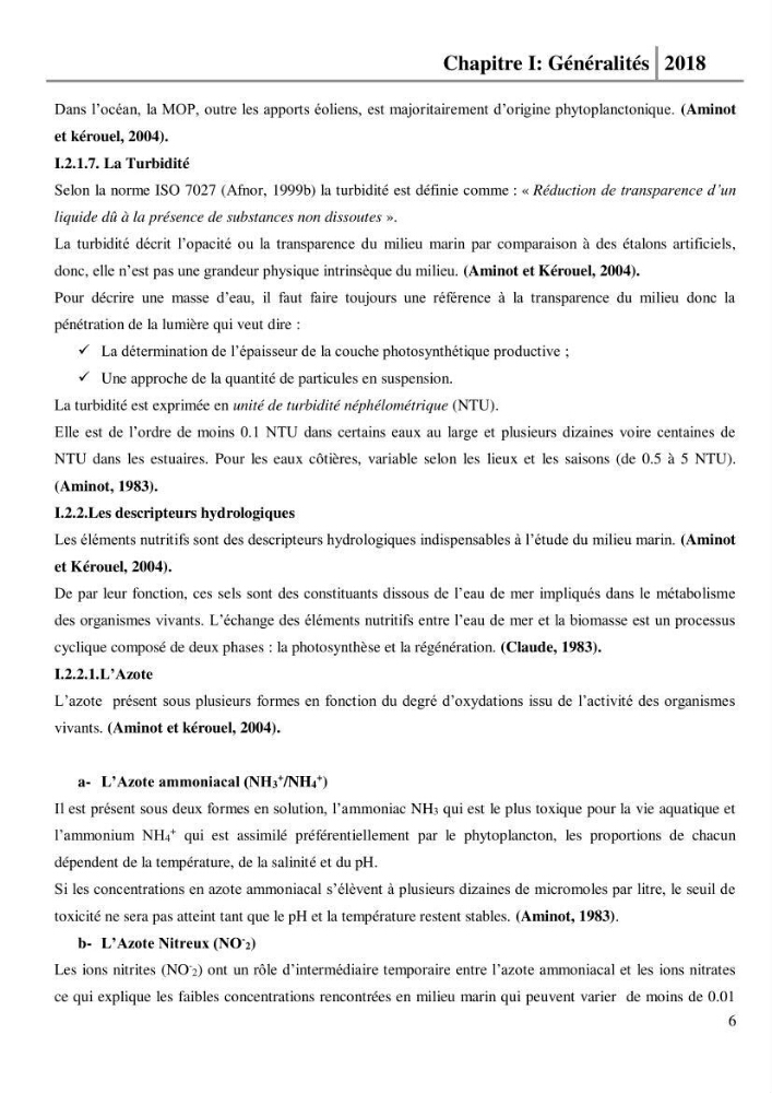 Etude des paramètres physico-chimiques et microbiologiques de l’eau et des sédiments des deux plages Est et Ouest de sidi Fredj.