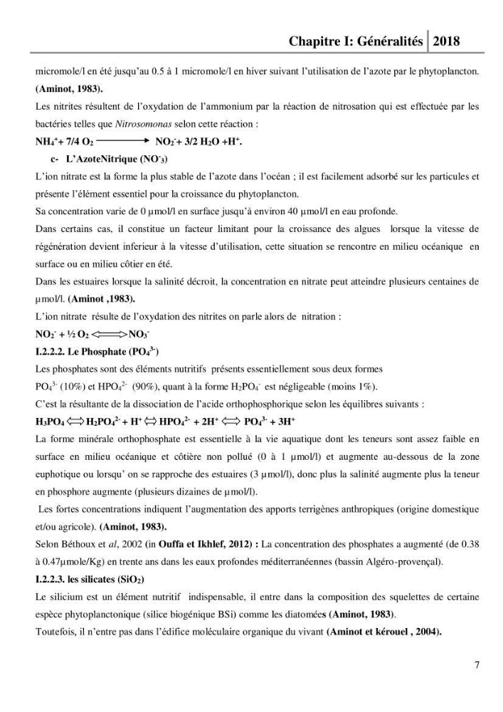 Etude des paramètres physico-chimiques et microbiologiques de l’eau et des sédiments des deux plages Est et Ouest de sidi Fredj.