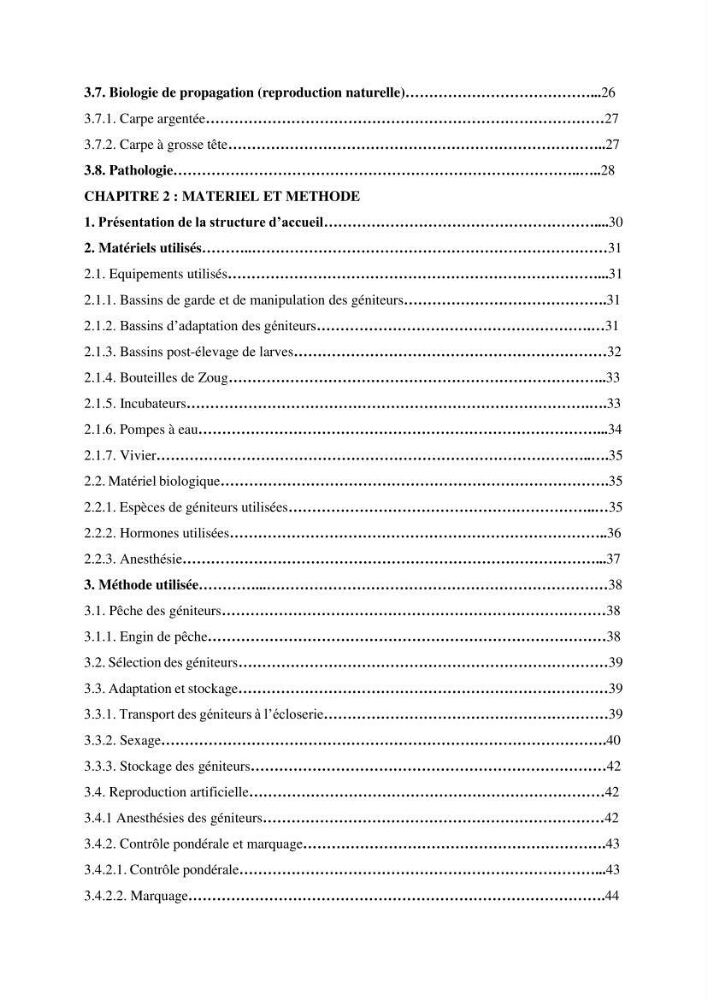 Reproduction artificielle et alevinage des carpes chinoises Hypophthalmichtys molitrix ( Valencienne, 1844) et Aristichtys nobilis (Richardson,1845).: