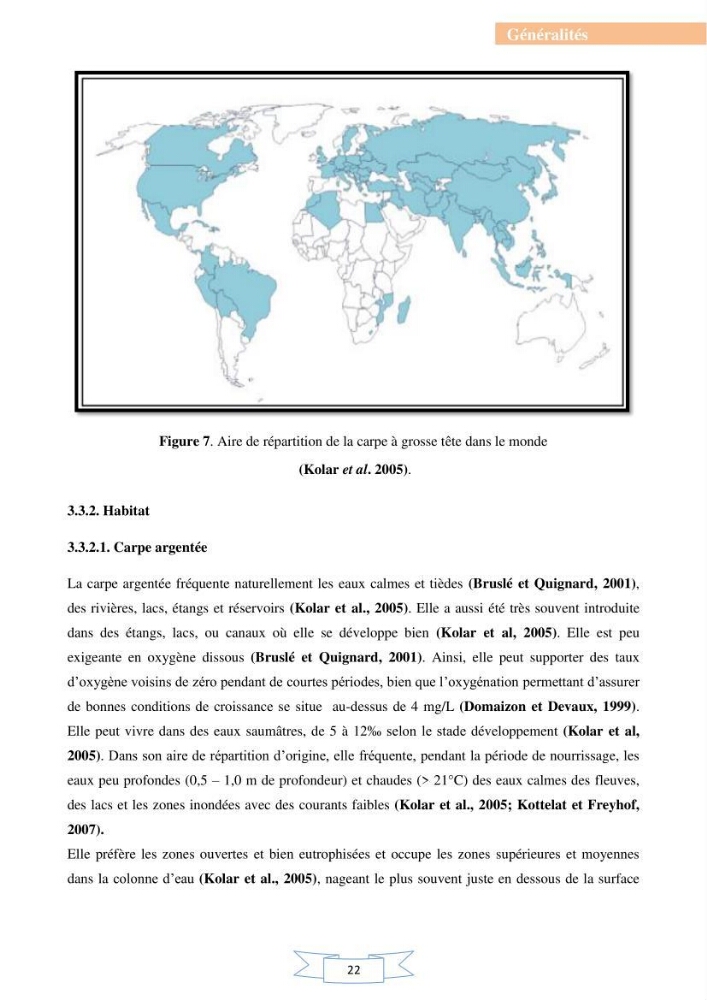 Reproduction artificielle et alevinage des carpes chinoises Hypophthalmichtys molitrix ( Valencienne, 1844) et Aristichtys nobilis (Richardson,1845).: