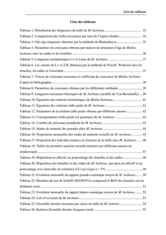 Etude de la croissance, de la reproduction et de la fécondité du rouget de vase Mullus barbatus (Linnaeus, 1758), dans le secteur Centre d\'Algérie.: