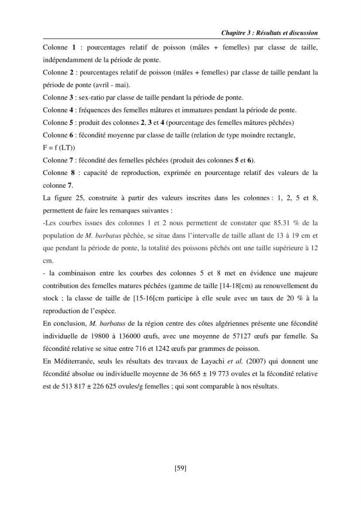 Etude de la croissance, de la reproduction et de la fécondité du rouget de vase Mullus barbatus (Linnaeus, 1758), dans le secteur Centre d\'Algérie.: