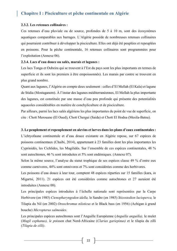 Eude socio-economique et juridique pour l\'aménagement d\'un centre de pêche continentale dans le barrage de Beni Haroun (Wilaya de Mila):