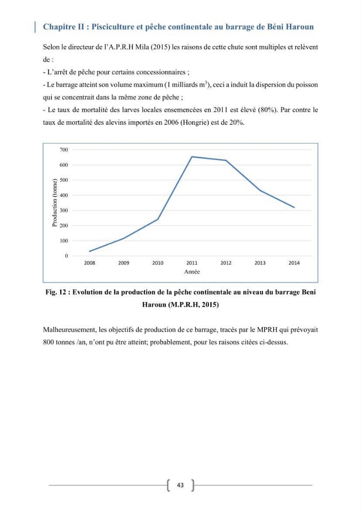 Eude socio-economique et juridique pour l\'aménagement d\'un centre de pêche continentale dans le barrage de Beni Haroun (Wilaya de Mila):