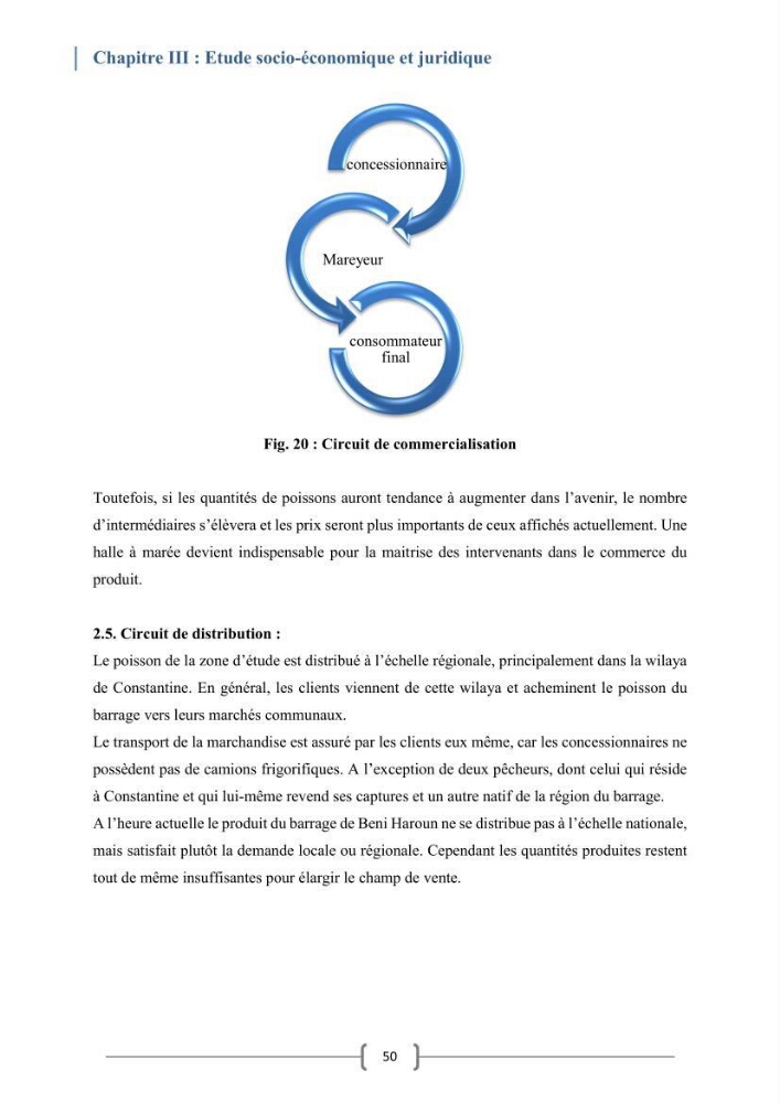 Eude socio-economique et juridique pour l\'aménagement d\'un centre de pêche continentale dans le barrage de Beni Haroun (Wilaya de Mila):