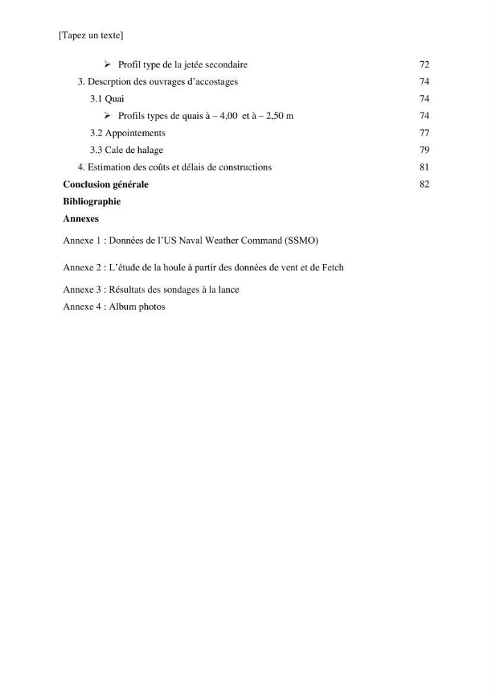 Etude de l\'aménagement de l\'ancien port de pêche d\'El Kala en port de pêche de plaisance.