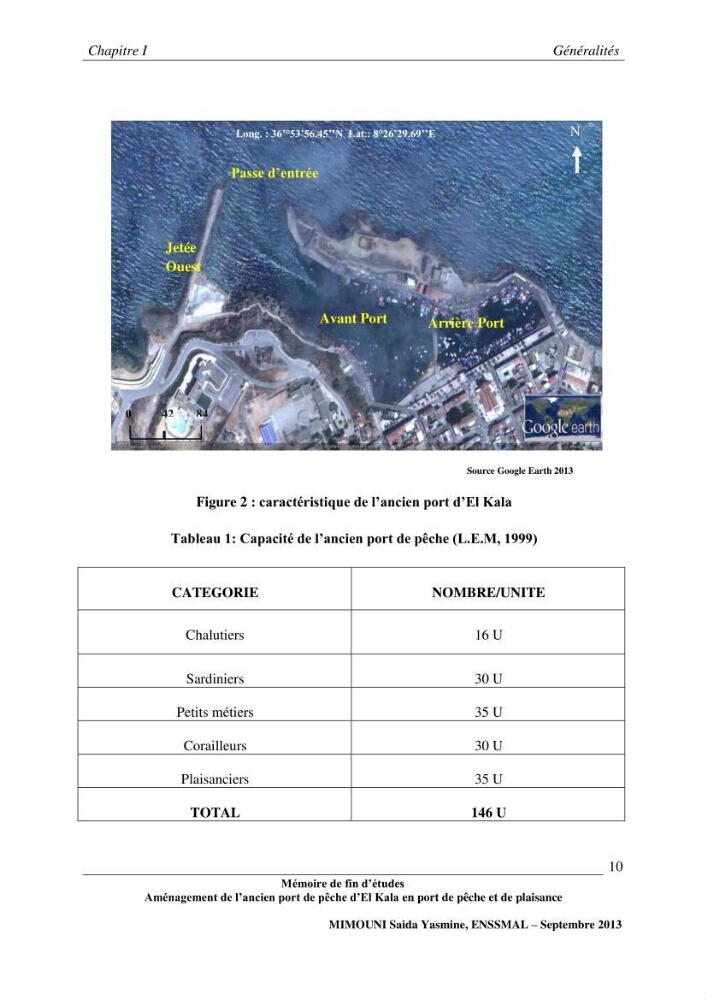 Etude de l\'aménagement de l\'ancien port de pêche d\'El Kala en port de pêche de plaisance.