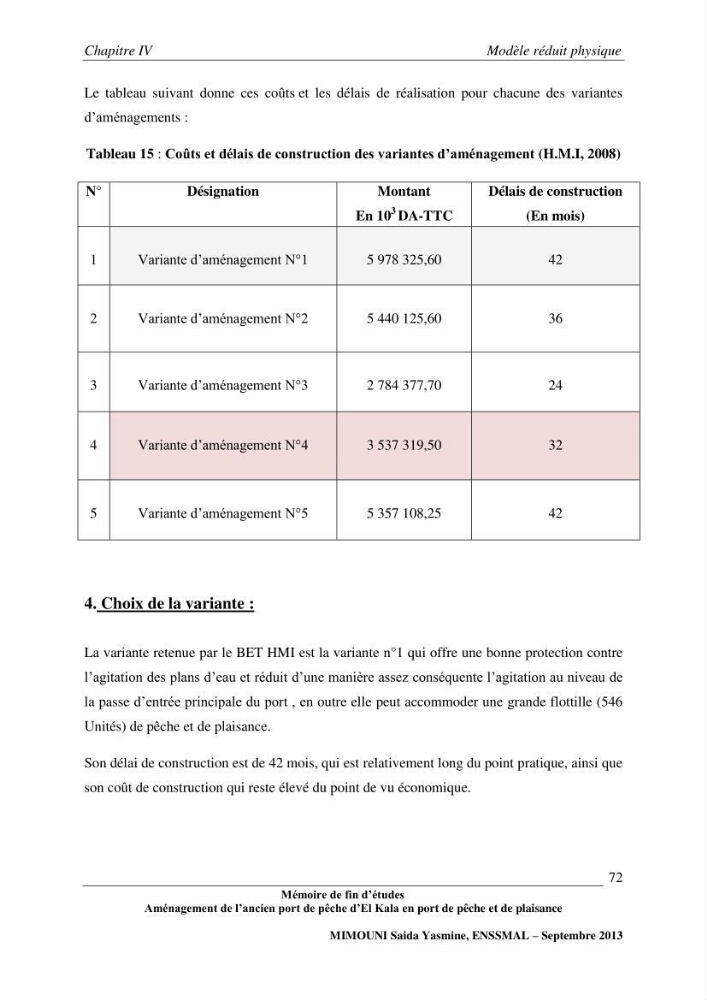 Etude de l\'aménagement de l\'ancien port de pêche d\'El Kala en port de pêche de plaisance.
