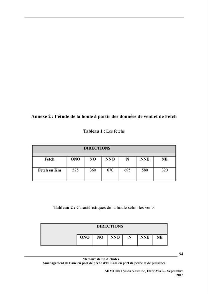 Etude de l\'aménagement de l\'ancien port de pêche d\'El Kala en port de pêche de plaisance.