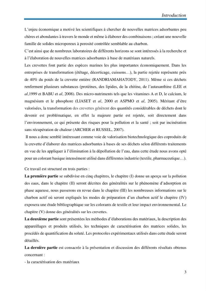 Elaboration d\'un adsorbant à partir des coproduits de la mer: application à la rétention des colorants textiles