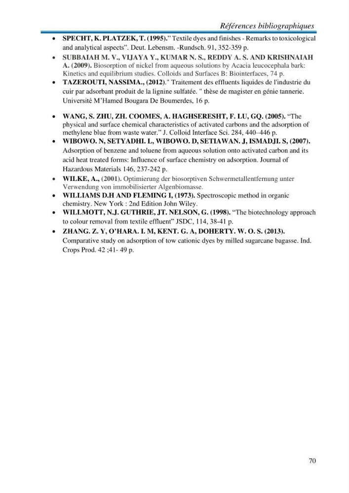 Elaboration d\'un adsorbant à partir des coproduits de la mer: application à la rétention des colorants textiles