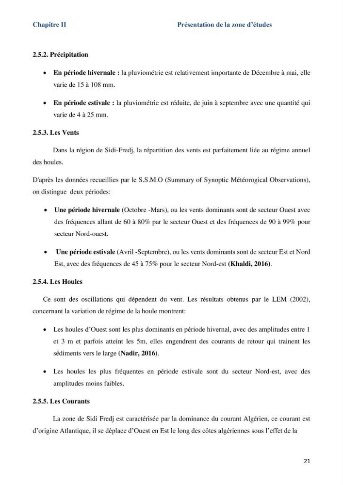 Les paramètres physicochimiques dans l’eau de mer et le sédiment de la plage Ouest de Sidi Fredj: