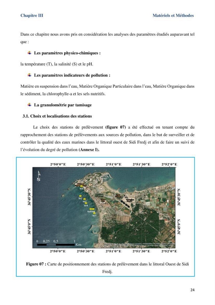 Les paramètres physicochimiques dans l’eau de mer et le sédiment de la plage Ouest de Sidi Fredj: