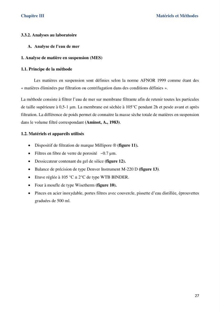 Les paramètres physicochimiques dans l’eau de mer et le sédiment de la plage Ouest de Sidi Fredj:
