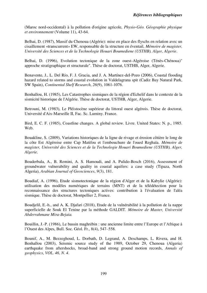 Utilisation de la géomatique pour l’étude des risques côtiers dans la zone centre Algérienne (littoral de Cherchell):
