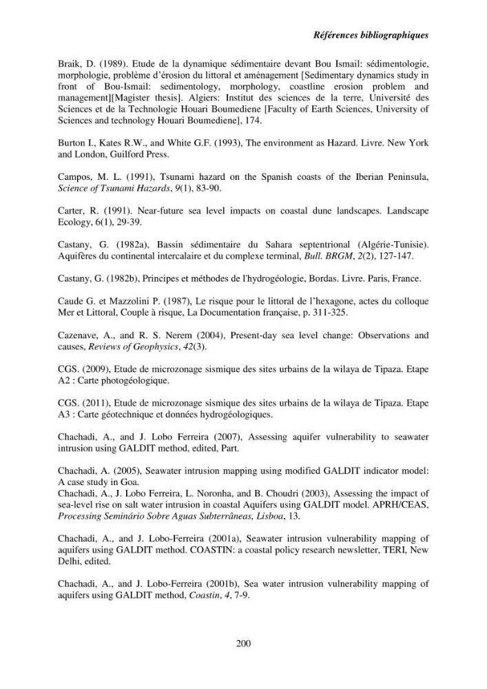 Utilisation de la géomatique pour l’étude des risques côtiers dans la zone centre Algérienne (littoral de Cherchell):